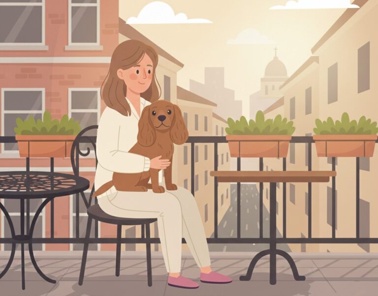 cartoon van hond op schoot