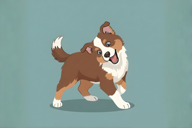 cartoon van een blije pup